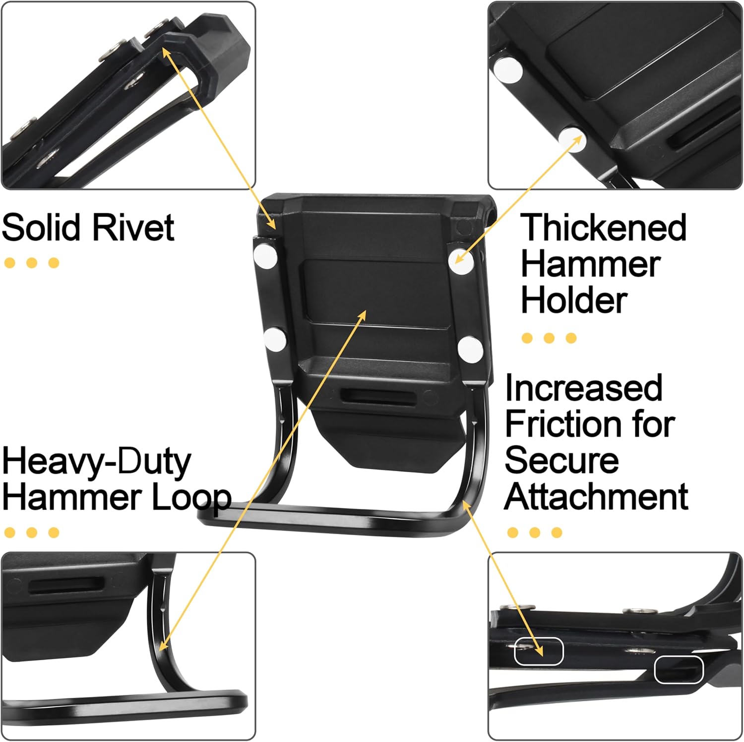 Modular Hammer Loop Compatible with Up to 2.7" Belt Belt Hammer Loop (Black)