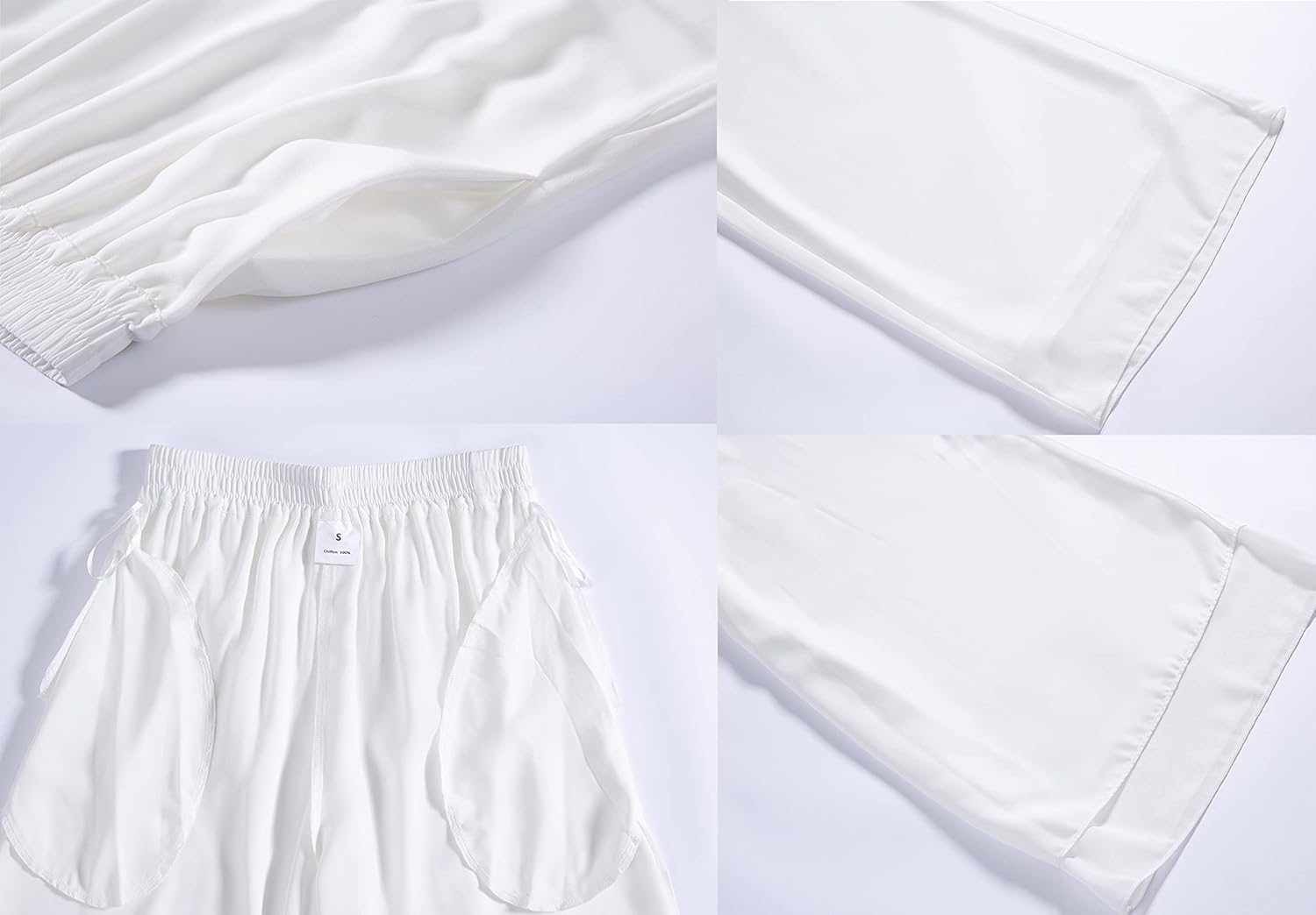 Fakanhui Women's Chiffon Wide Leg Palazzo Pants High Elastic Waist Casual Flowy Business Trousers - Image 3