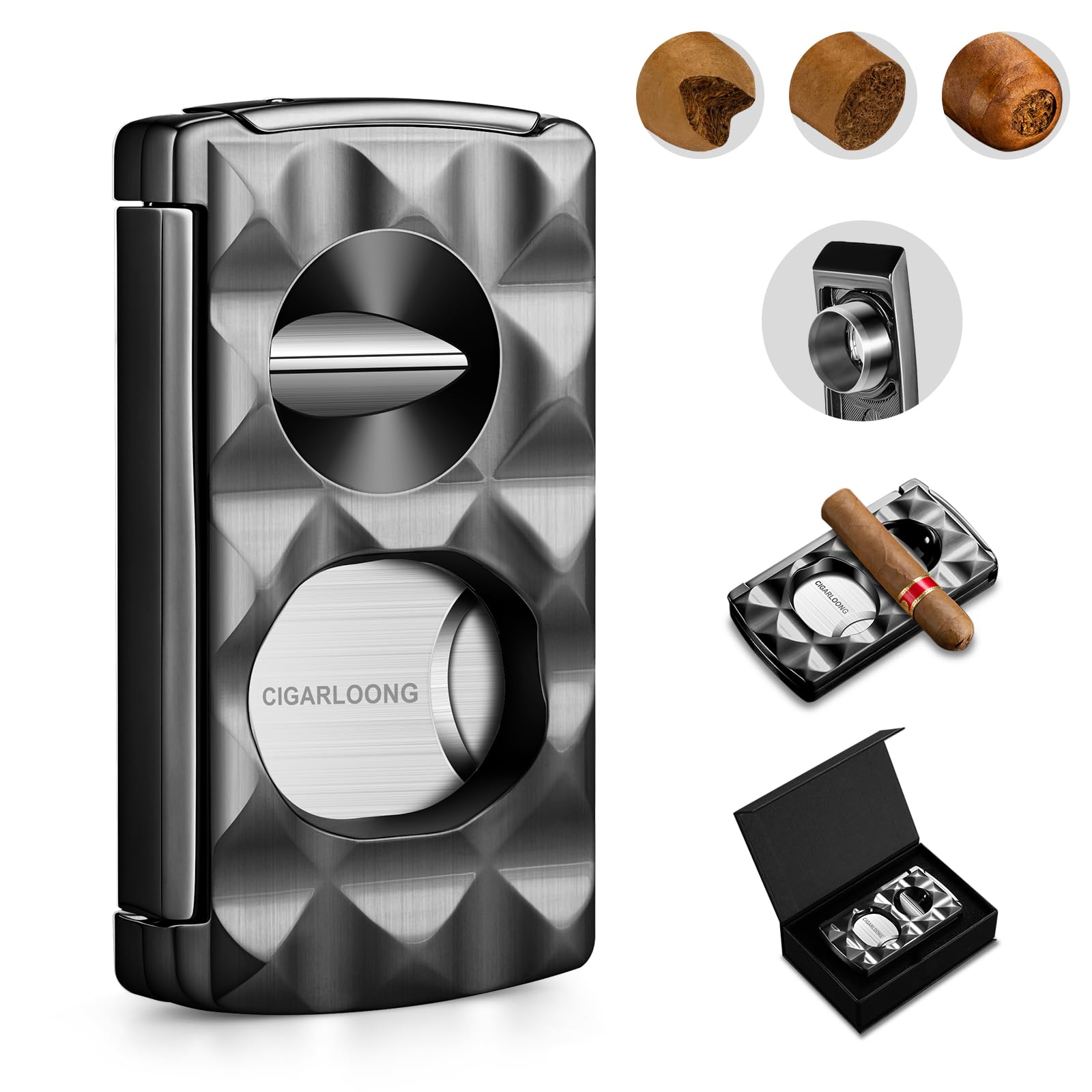 Amazon.co.jp: CIGARLOONG 4-in-1 シガーカッター ステンレススチール