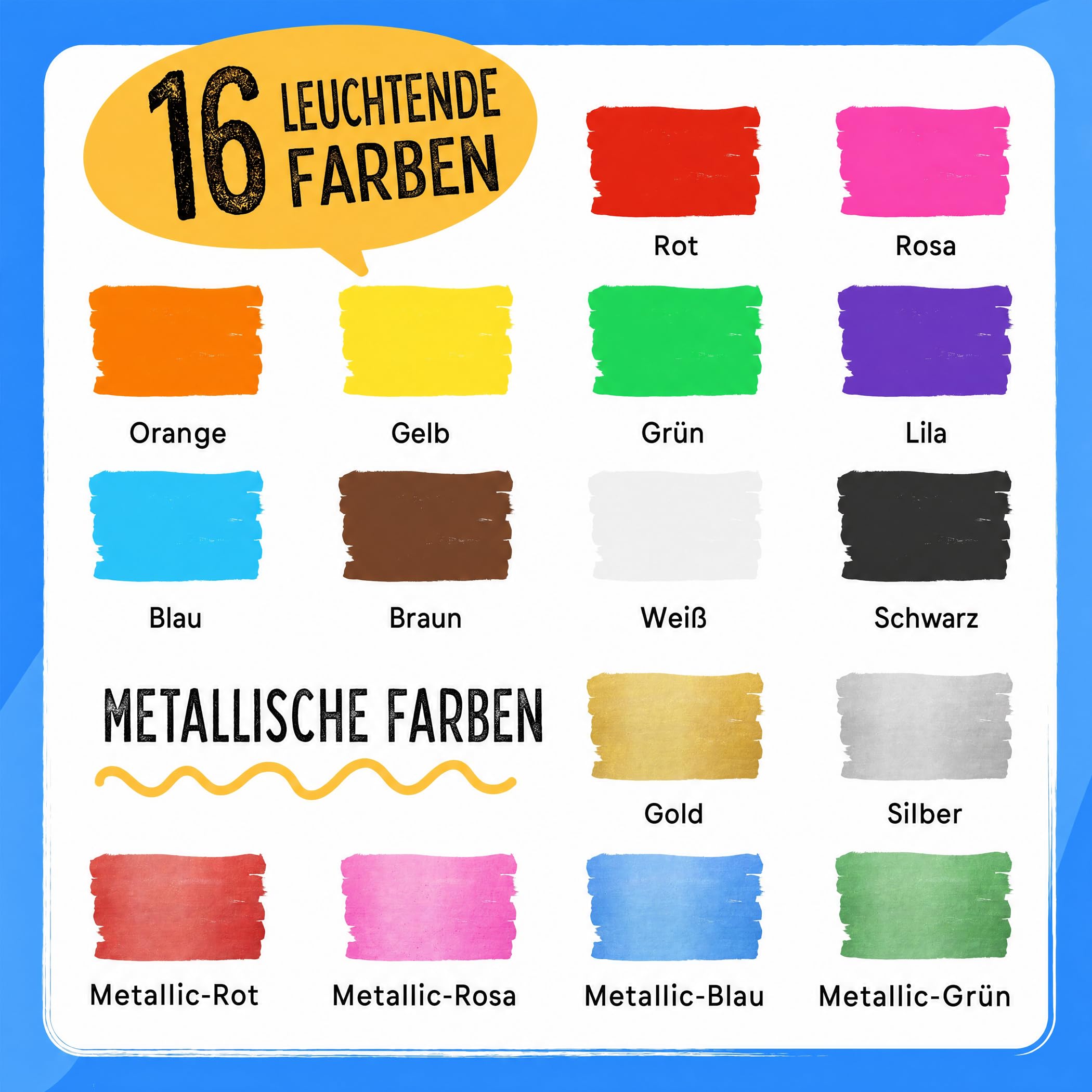 Chalkola 16 Kreidestifte für Tafel Abwaschbar - (16 Stifte 6mm, Kreidestift) | Kreidestifte für Fenster, Tafelkreide & Metallic Glasstifte, Chalk Marker, Kreidemarker Abwischbar, Fensterfarben