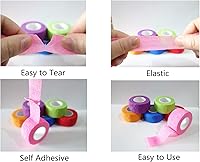 Vista 4 de Paquete de 6 vendajes autoadhesivos de 1 pulgada x 5 yardas, transpirable, cohesivo para mascotas, cinta elástica autoadhesiva para deportes, Negro