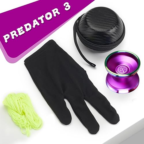 Miniatura 7 de Yoyo Professional, hksod Predator 3 yoyos que no responden para principiantes avanzados (1A3A7A), yoyos bimetálicos con anillo de acero y cojinete