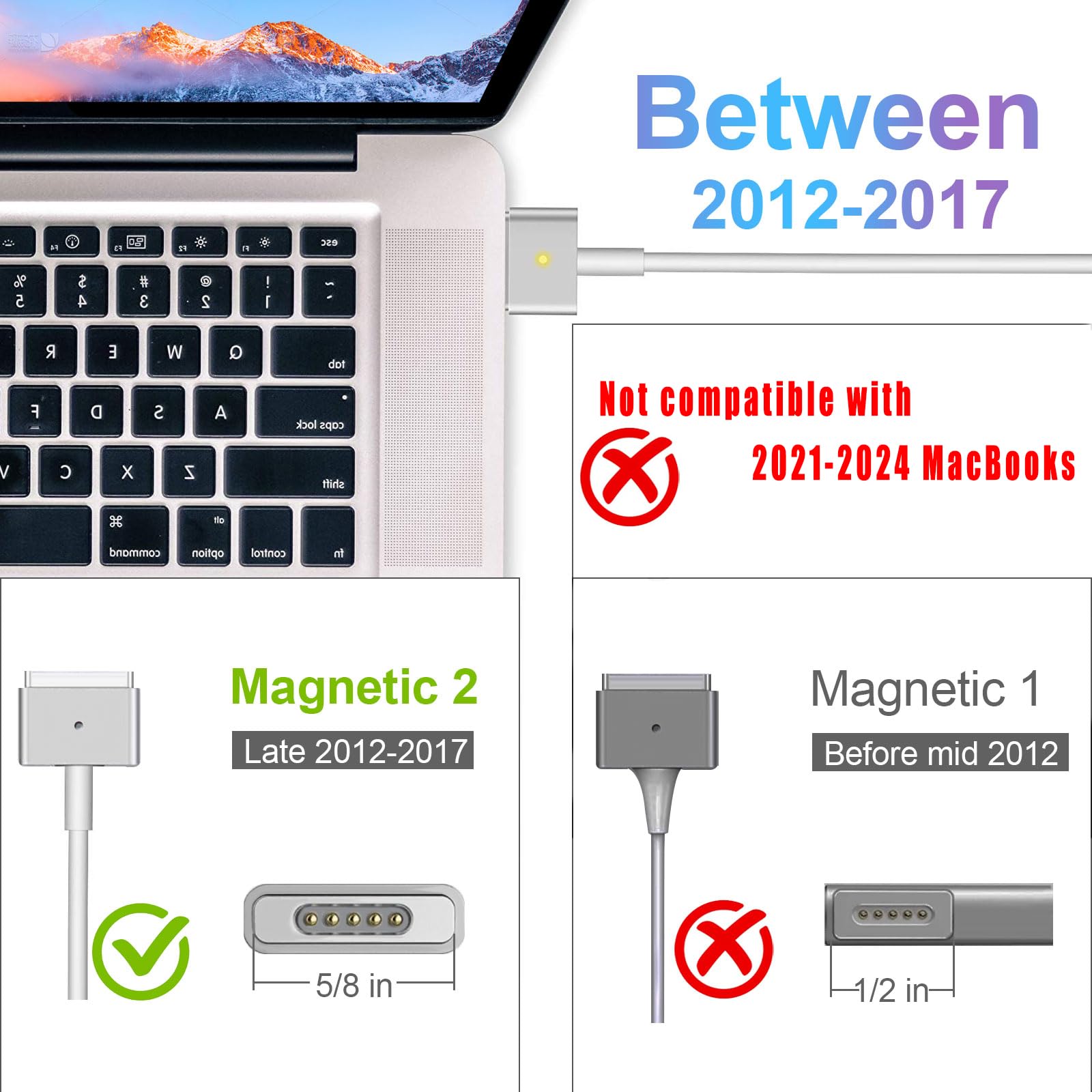 Charger for Mac Book Pro 85W T-Tip Power Adapter, Compatible with Mac Book Pro 15-Inch & 13-Inch (Late 2012-2017)