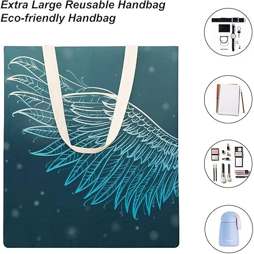 Miniatura 4 de Bolsa de lona con alas de ángel, bolsa de comestibles personalizada, bolsa de compras, bolsas de regalo para regalos