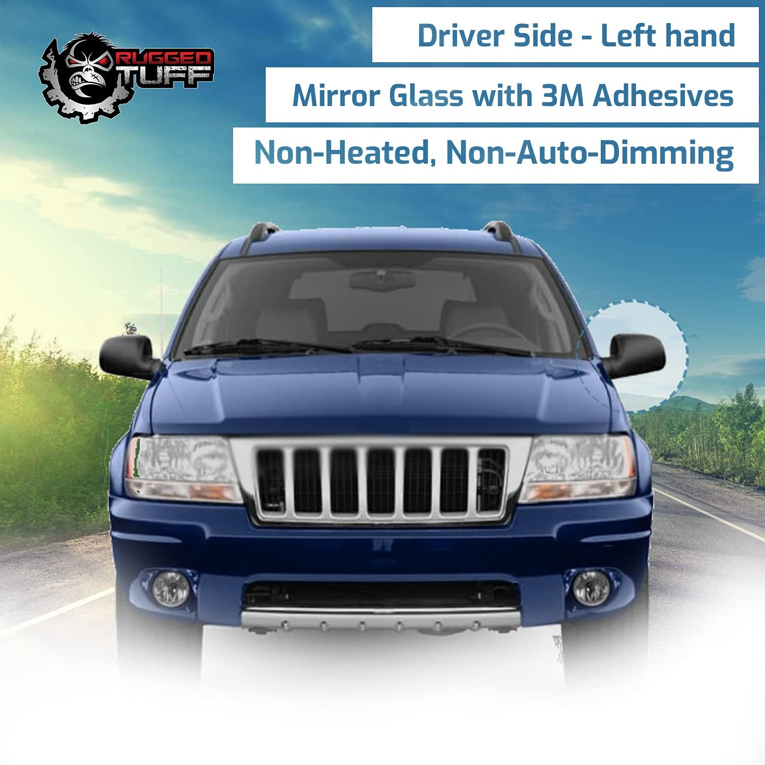 Driver Side Mirror Glass Replacement For 1999 2000 2001 2002 2003 2004 Jeep Grand Cherokee Left Door Mirrors exactafit 8108L