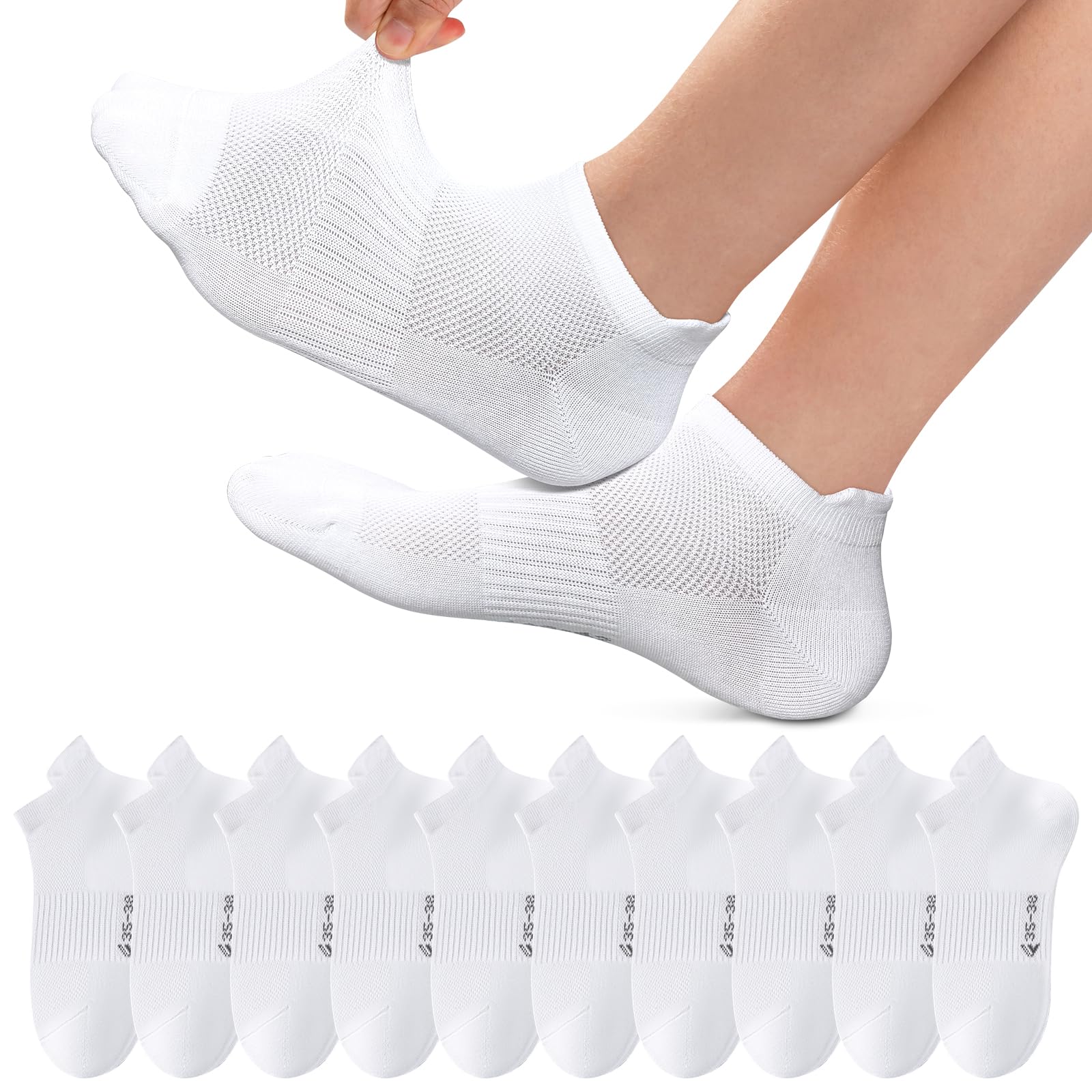 Fullluwaa Sneaker Socken Herren Damen, 6/10 Paar, Kurze Sportsocken, Baumwolle Socken, Atmungsaktiv Laufsocken | Herren Damen, Atmungsaktiv, Baumwolle
