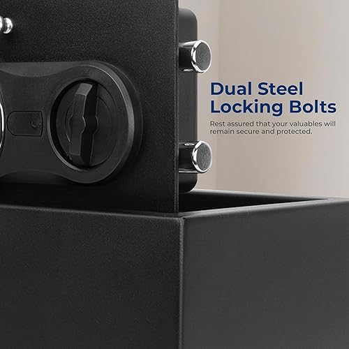 Miniatura 4 de Serenelife Caja fuerte de seguridad de acero con cajón de escritorio con teclado electrónico  Caja de seguridad antirrobo  Guarda efectivo, joyas,