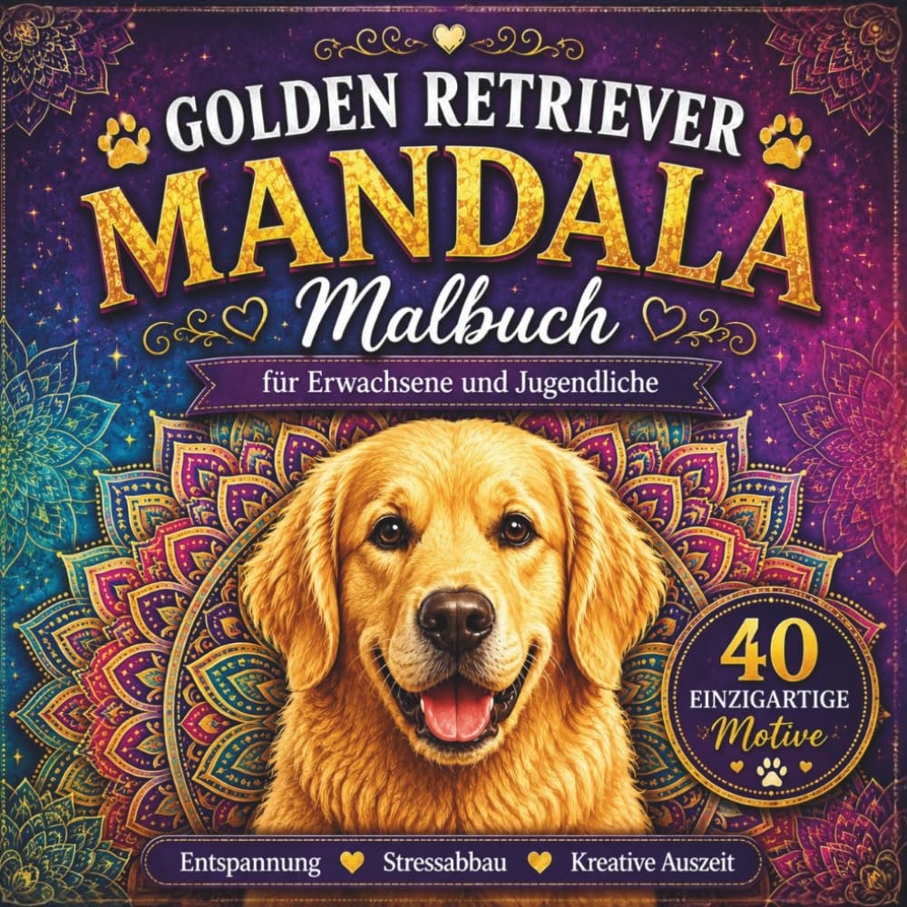 Golden Retriever Mandala Malbuch: 40 einzigartige Ausmalbilder für Erwachsene und Jugendliche | Wunderschöne Mandalas zur Entspannung, ... Geschenk für Golden Retriever Liebhaber