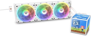 Thermaltake CL-W482-PL12SW-A FN2668 MINECUBE 360 Ultra Snow All-In-One Liquid Cooler System with 3.95-Inch LCD, 14.2-Inch 360 mm Simple Water Cooling CPU Cooler White