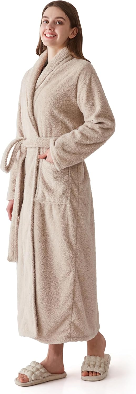 Robes for Women – Premium Plush Fleece Long Bathrobe for Women with Shawl Collar, Soft Warm Womens Robe - Image 2