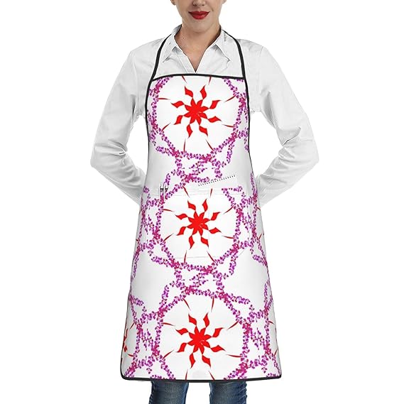 MYGANN Turning The Octagonal Flower Unisex Waterproof Stain Resistant Apron With Pockets For Kitchen Restaurant Hotel Barbecue, White, One Size