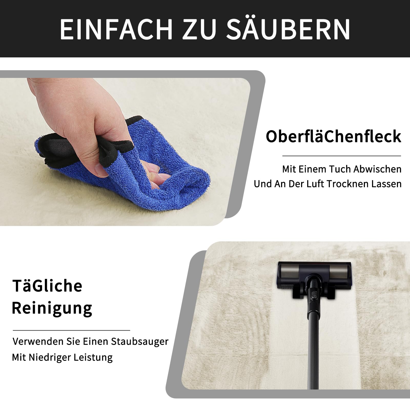Sour Lemon Teppich Wohnzimmer 200x300cm,Großer Cream Teppiche Kunstfell | Waschbar Glatt Anti-Rutsch Carpet für Schlafzimmer, Kurzflor rutschfest, fusselfrei, Flauschiger Teppich Bereich Kinderzimmer