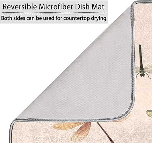 Miniatura 5 de Retro Dragonfly Dish Drying Mat 16x18 Inch Absorbent Reversible Microfiber Dish for Kitchen Coffee Bar Countertop