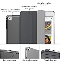 Vista 5 de MoKo Funda para iPad mini 5 2019/Mini 4 2015 (5ta/4ta Generación 7.9 pulgadas), funda delgada y ligera con soporte, protector traslúcido esmerilado