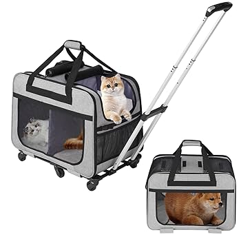 Amazon.co.jp: HOVONO 猫 2 匹 キャリー キャスター付き 小型 犬