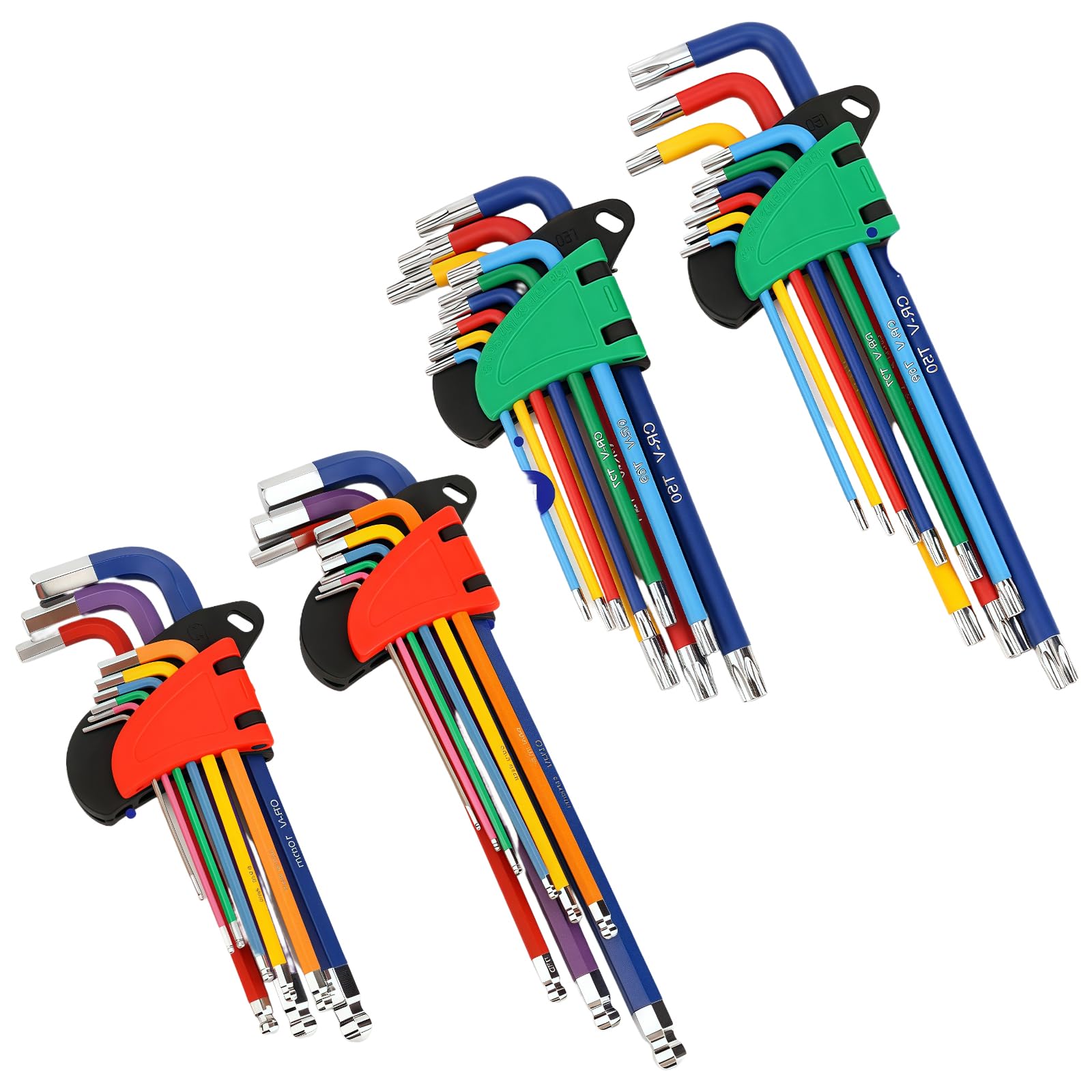 Jeu de clés à code couleur avec pointe inclinée antidérapante - Outil polyvalent adapté pour la maison et l'atelier - Clés d'angle uniques