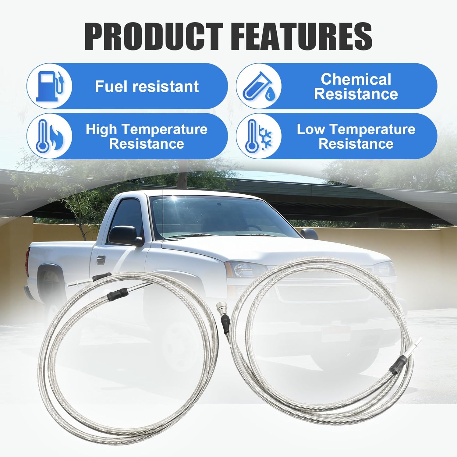 819-816 Fuel Line Kit Compatible with 2004-2010 Chevy Silverado 1500 2500 HD 3500 GMC Sierra 1500 2500 HD 3500 Stainless Steel Braided Fuel Hose Set OE#15946184 15946199 15946178 19356397