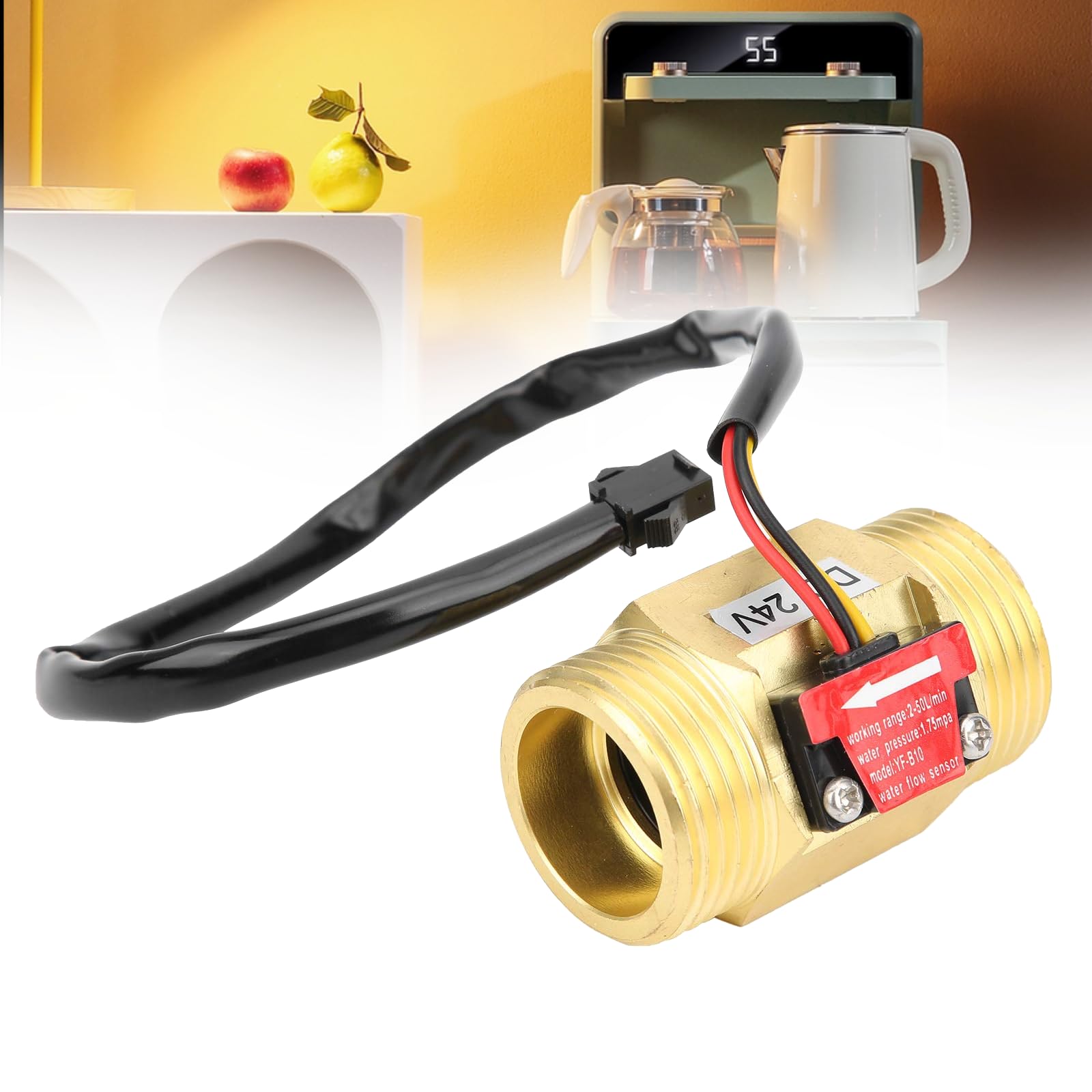 YF-B10 Capteur De Débit D'eau En Cuivre à Fil Extérieur De 1 Pouce, Débitmètre à Effet Hall, Débitmètre à Effet Hall, Débitmètre à Turbine DC 24V 2~50L / MIN