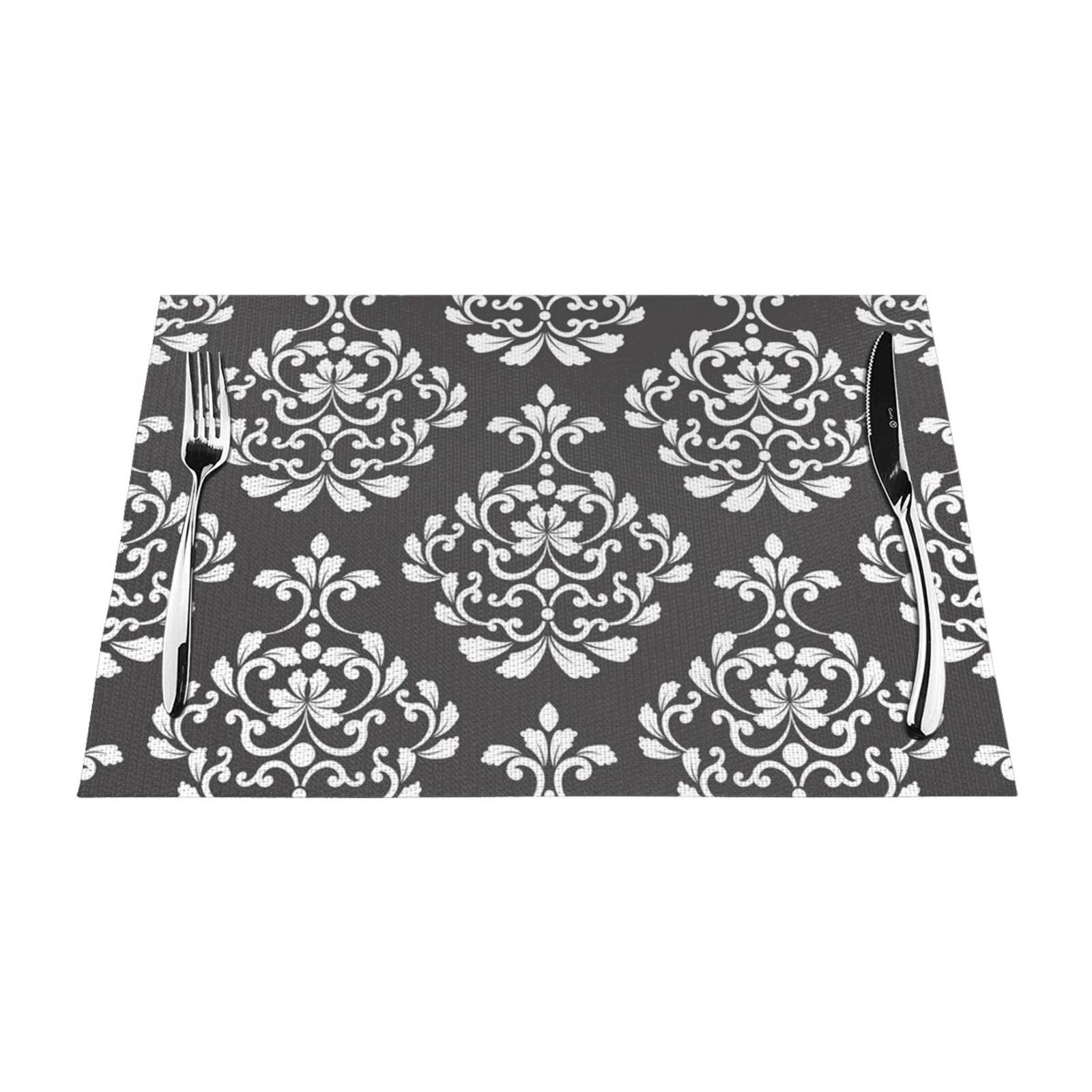 Sets de table tissés motif damassé résistants à la chaleur lot de 6