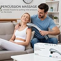 Vista 6 de MEGAWISE Handheld Deep Tissue Neck Back Electric Massager for Shoulder, Waist, Leg, 3700 RPM Powerful Motor (Silver)