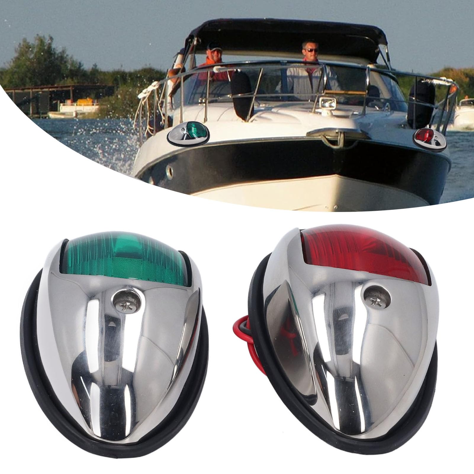 Bright Eyes Green & Red Portable Marine LED Boating Lights - Boat Bow Or Stern Safety Lights - View #4