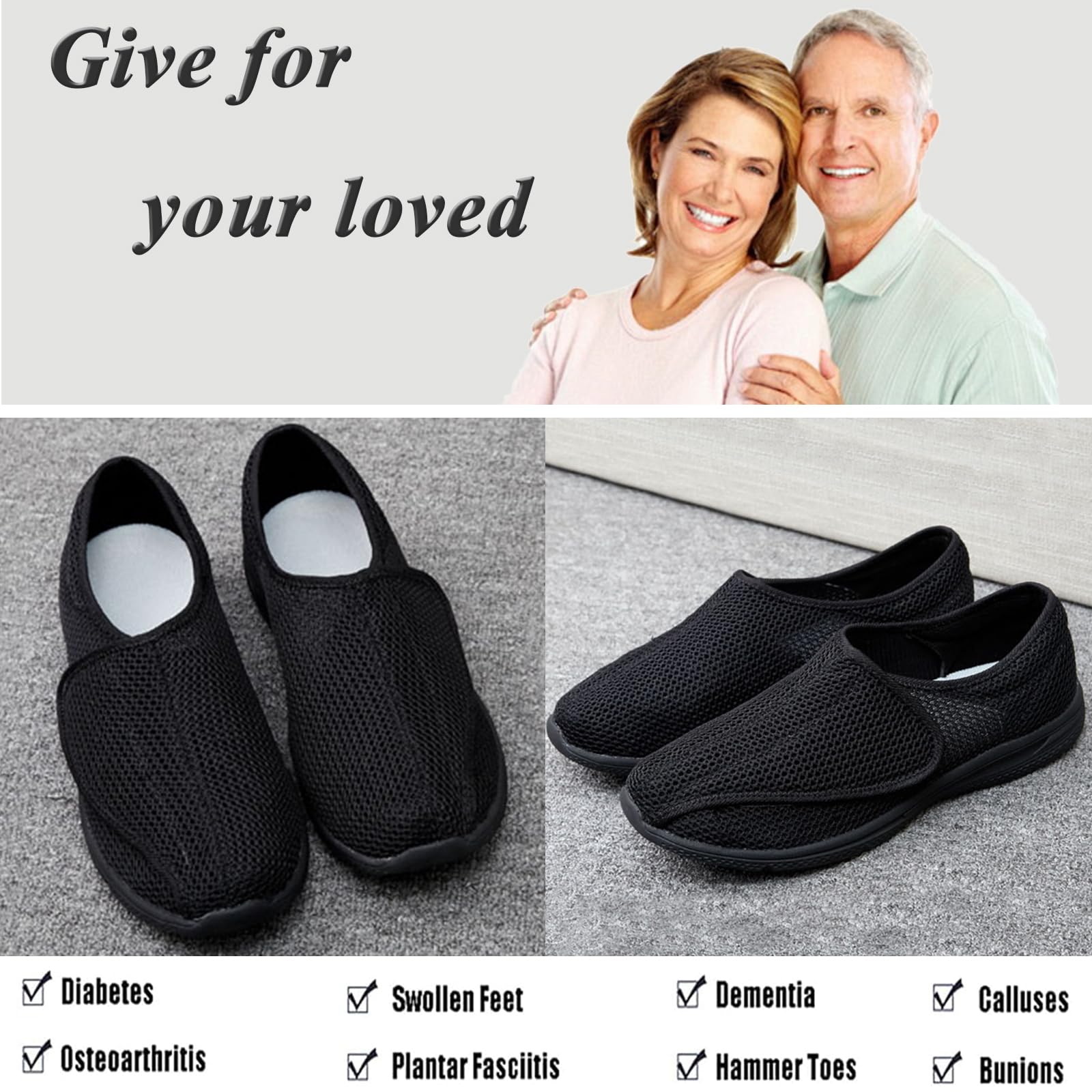 Buty cukrzycowe dla mężczyzn, kobiet, bardzo szerokie, regulowane, antypoślizgowe, ortopedyczne, pantofle, pulchne, szerokie stopy
