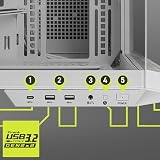 msi MAG PANO 100L PZ White - Premium Mid-Tower Gaming PC Case - Tempered Glass Side Panel - Liquid Cooling Support up to 360mm Radiator - White Color Case - 7