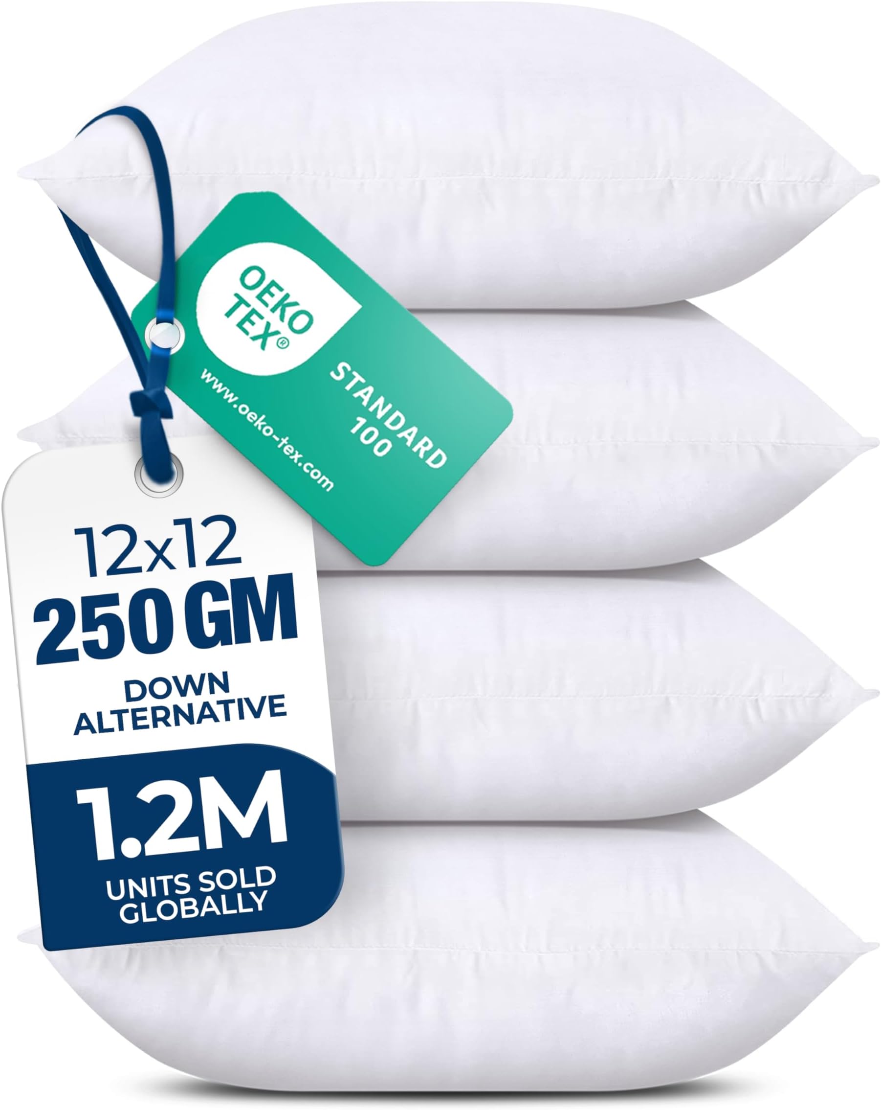 Utopia Bedding Throw Pillows (Set of 4, White) – 12 x 12 Inches Down Alternative Pillows for Bed, Sofa, and Couch - Fluffy Decorative Stuffer Pillow for Indoors & Outdoors