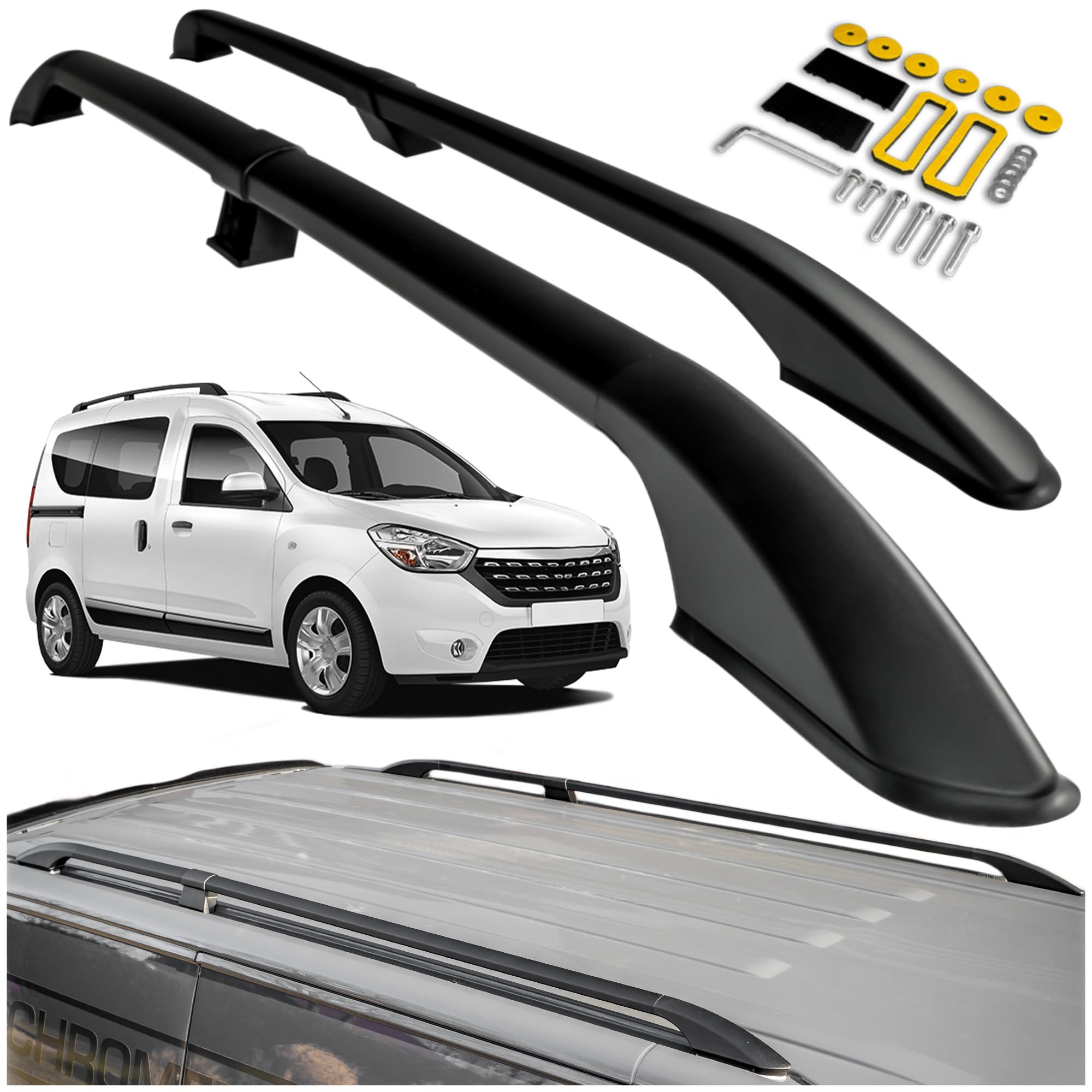 Dachreling + Dachträger SET Für Dacia Dokker 2012-2021 Aluminium