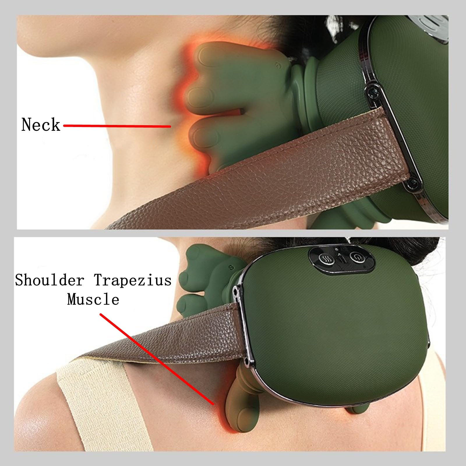 Masajeador de cuello con dedos, masajeador térmico biónico, masajeador de cuello con calor, masajeador de cuello y hombros, simula masaje de palma real para mayor comodidad, relajación muscular
