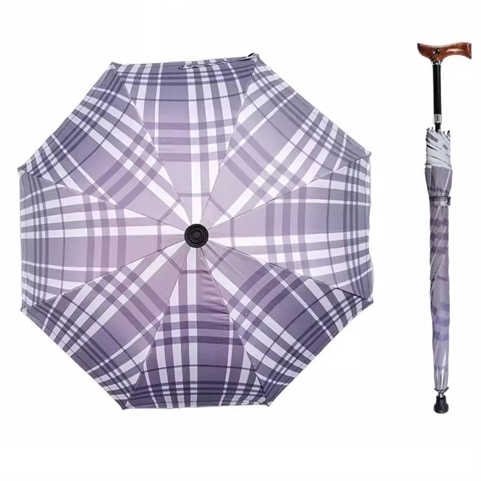 Parasol, parasol z laską, 5 regulowanych na wysokość 2 w 1 parasoli, wiatroodporne parasole do wspinaczki i pieszych wędrówek(White)