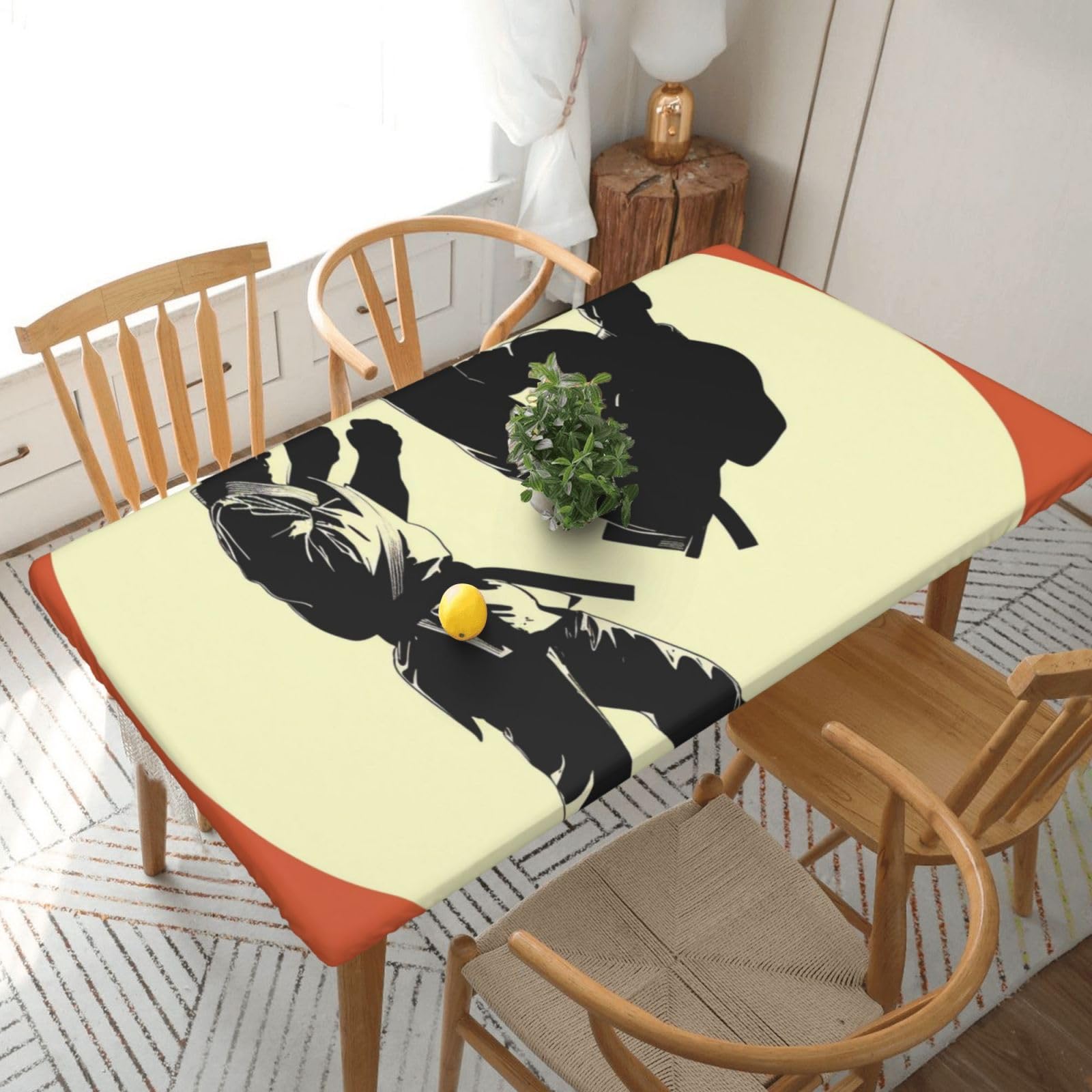 WPKJU Taekwondo Design Printed Tablecloths 5ft Rectangular Table Covers Washable Polyester Decorative Table Cloth for Dining Table Picnic Wedding