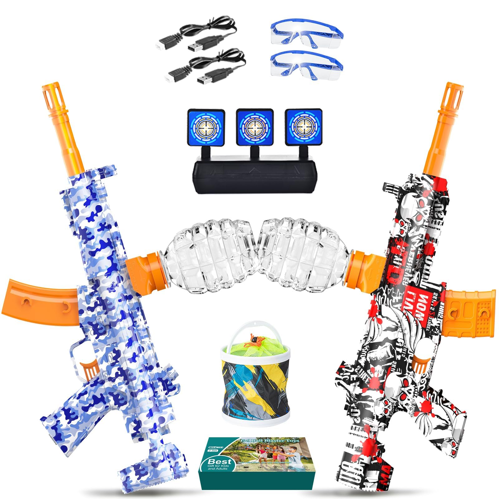 2 Set Gel Ball Blaster Toy, Funny Splatter Ball Toy for Birthday, Outdoor Team Games, New Year, Daily Reward, Halloween.