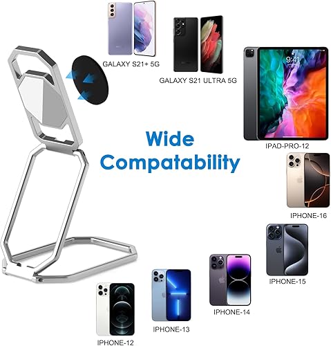 Vista 4 de Soporte de anillo para teléfono, soporte de dedo de metal con rotación de 360 mejorado para montaje magnético en coche, soporte plegable