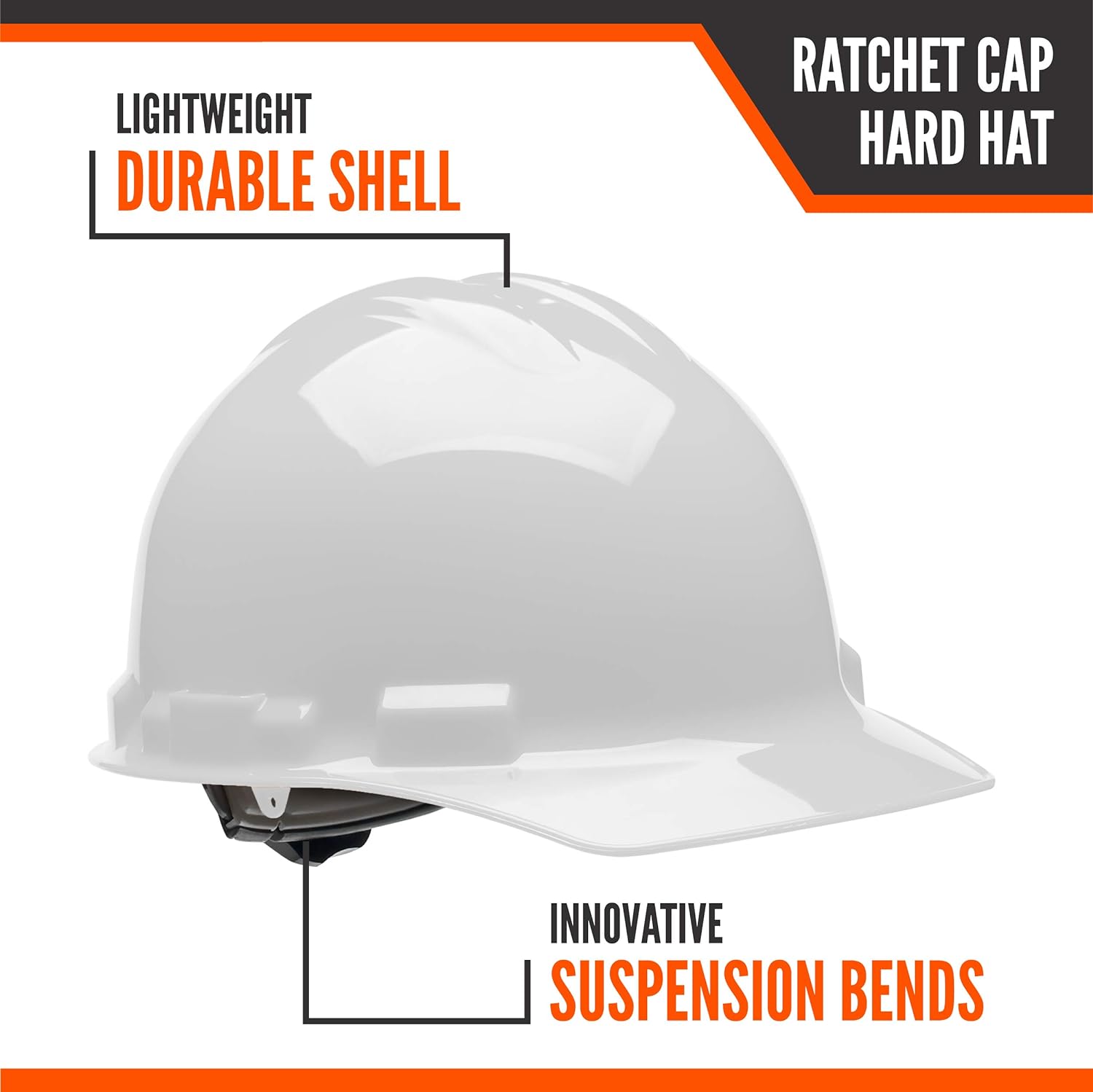 Malta Dynamics Hard Hat – Cap-Style Construction and Safety Hard Hats for Men and Women, 4 Pt. Hard Hat Suspension System, OSHA & ANSI Compliant, Made in The USA (2 Pack, White) - Image 3