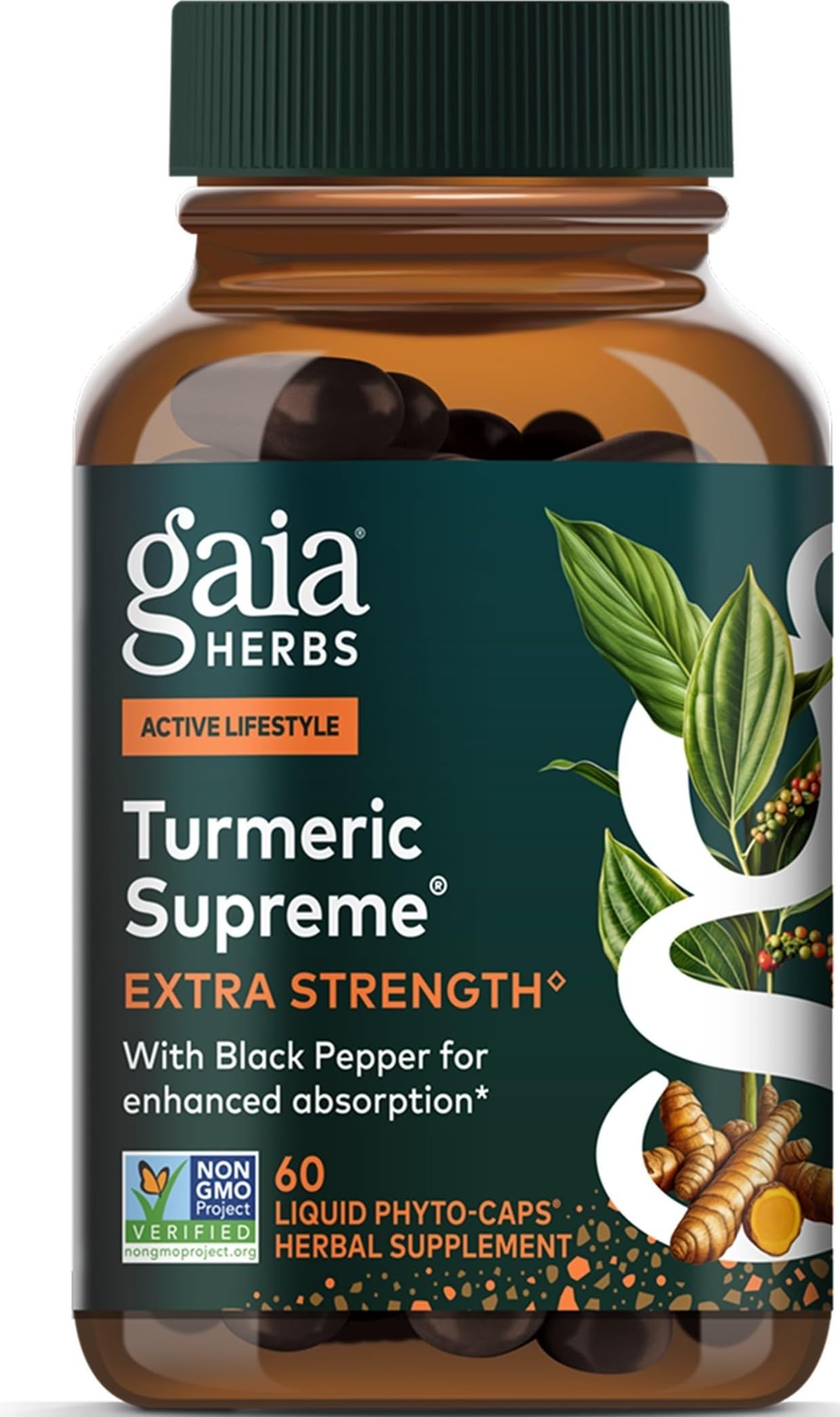Gaia Herbs Turmeric Supreme Extra Strength, 60 Vegan Capsules 60 Count (Pack of 1)