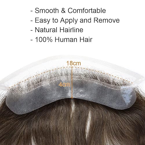Miniatura 4 de Pelucas frontales para hombre, con base de poliuretano, línea de cabello frontal de encaje para hombres, parche de cabello humano virgen europeo,