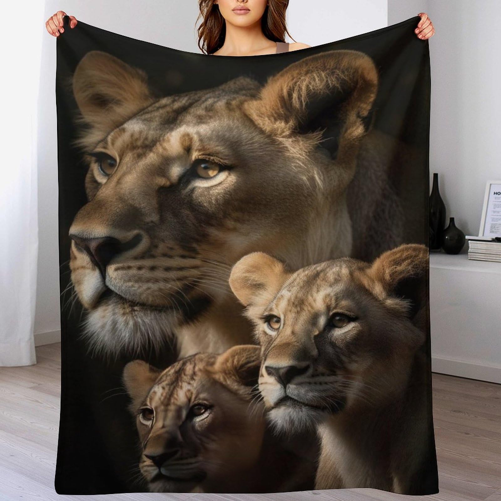 Couverture lion en flanelle apporte chaleur et douceur réconfortante au salon 130x180