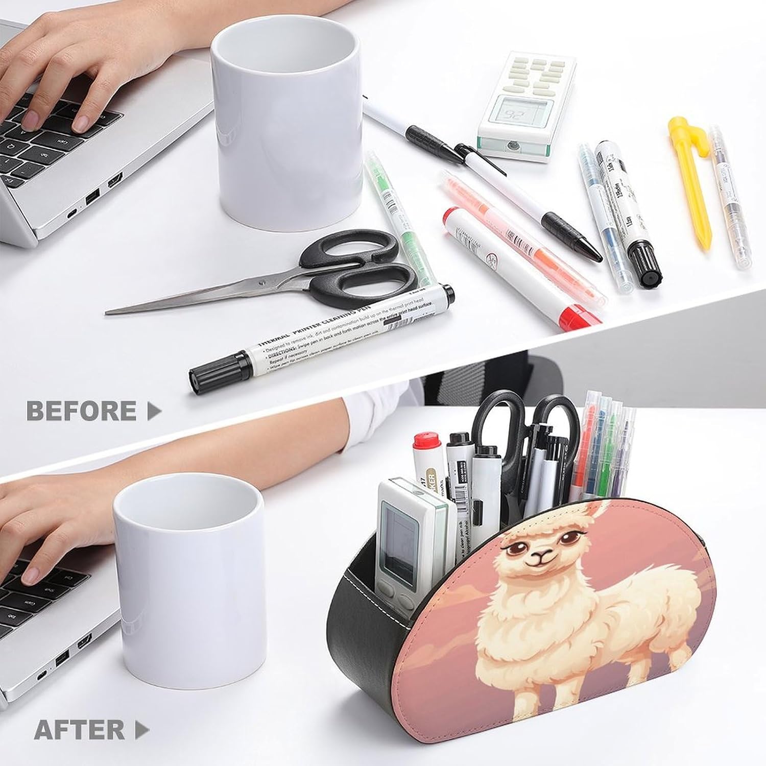 Personalized PU Leather Remote Control Holder with 5 Compartments image 3