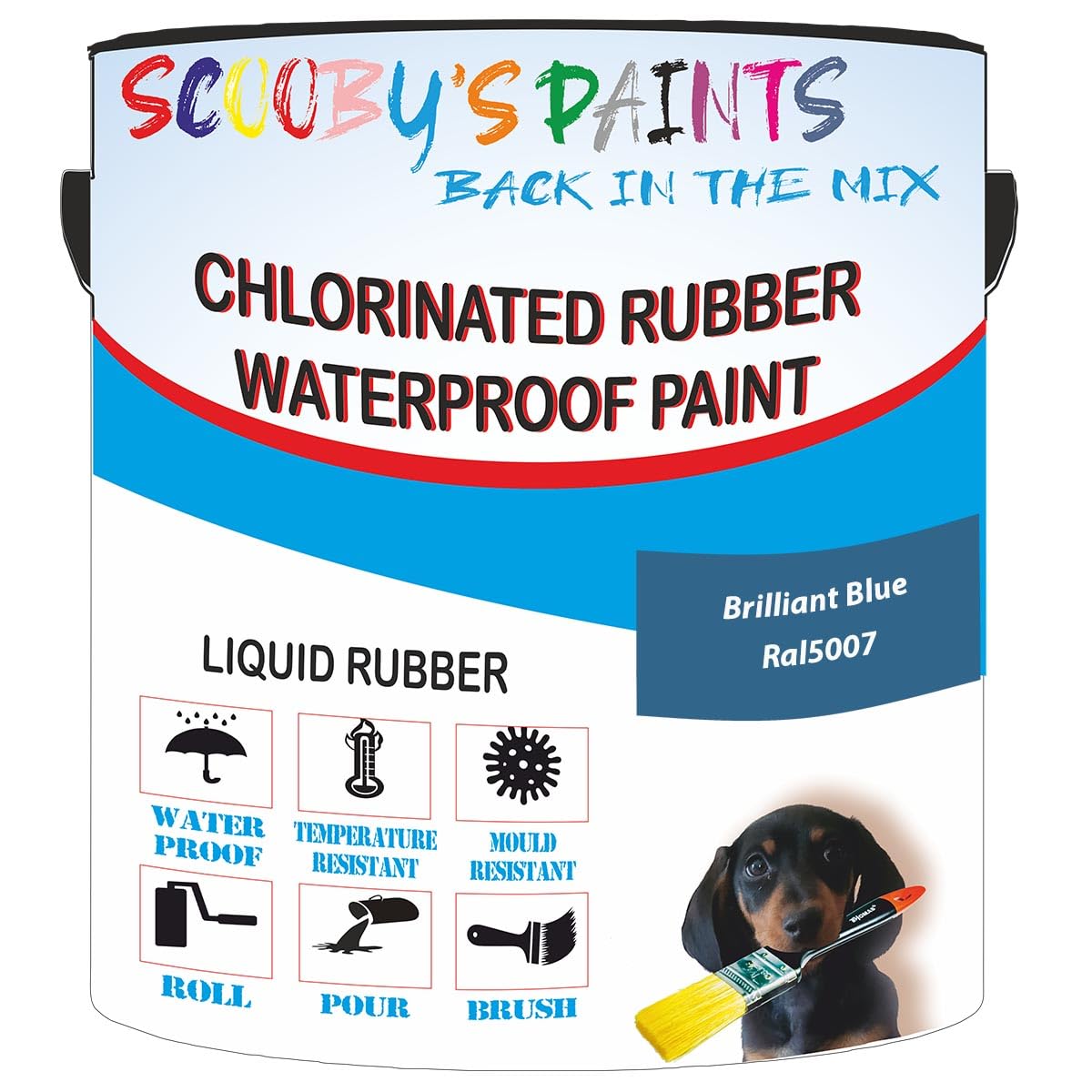 Scooby's Paints Chlorinated Rubber Waterproof Paint, Liquid Rubber (Brilliant Blue Ral5007, 1 Liter) โ image 1