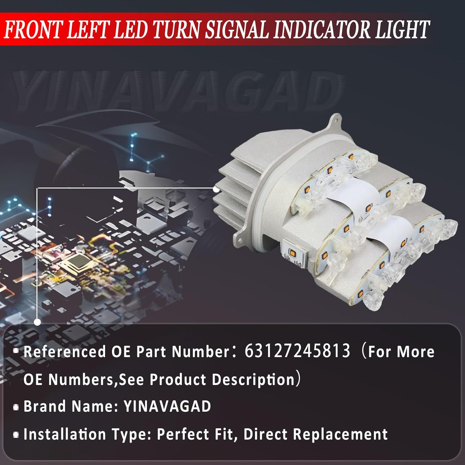 63127245814 63127245816 Front Right LED Turn Signal Indicator Light Xenon Headlight Control Module for BMW 3 Series E90 E91 328i xDrive 335d 335i xDrive 330i M3 316i 318i 320i 323i 325i 2004-2012