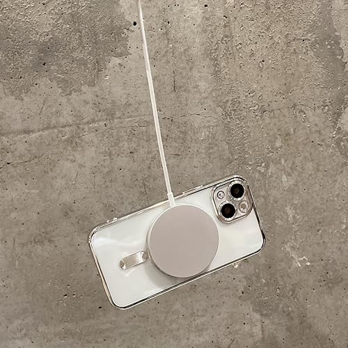 Miniatura 5 de Threehundred Funda magnética transparente para iPhone 13 Mini con protector de lente de cámara, protección completa MagSafe galvanizada de silicona