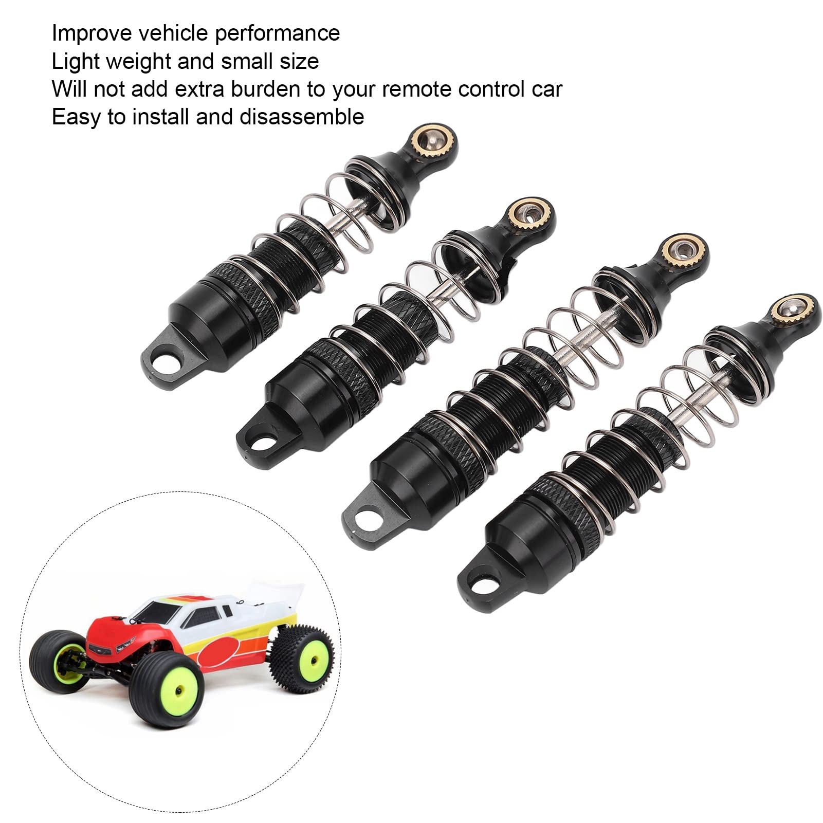 Ensemble d'amortisseurs à ressort RC en alliage d'aluminium, 4 pièces, pour camion Losi Mini T 2.0 2WD 1/18 (Noire Ensemble d'amortisseurs à ressort RC en alliage d'aluminium, 4 pièces, pour camion Losi Mini T 2.0 2WD 1/18 (Noire