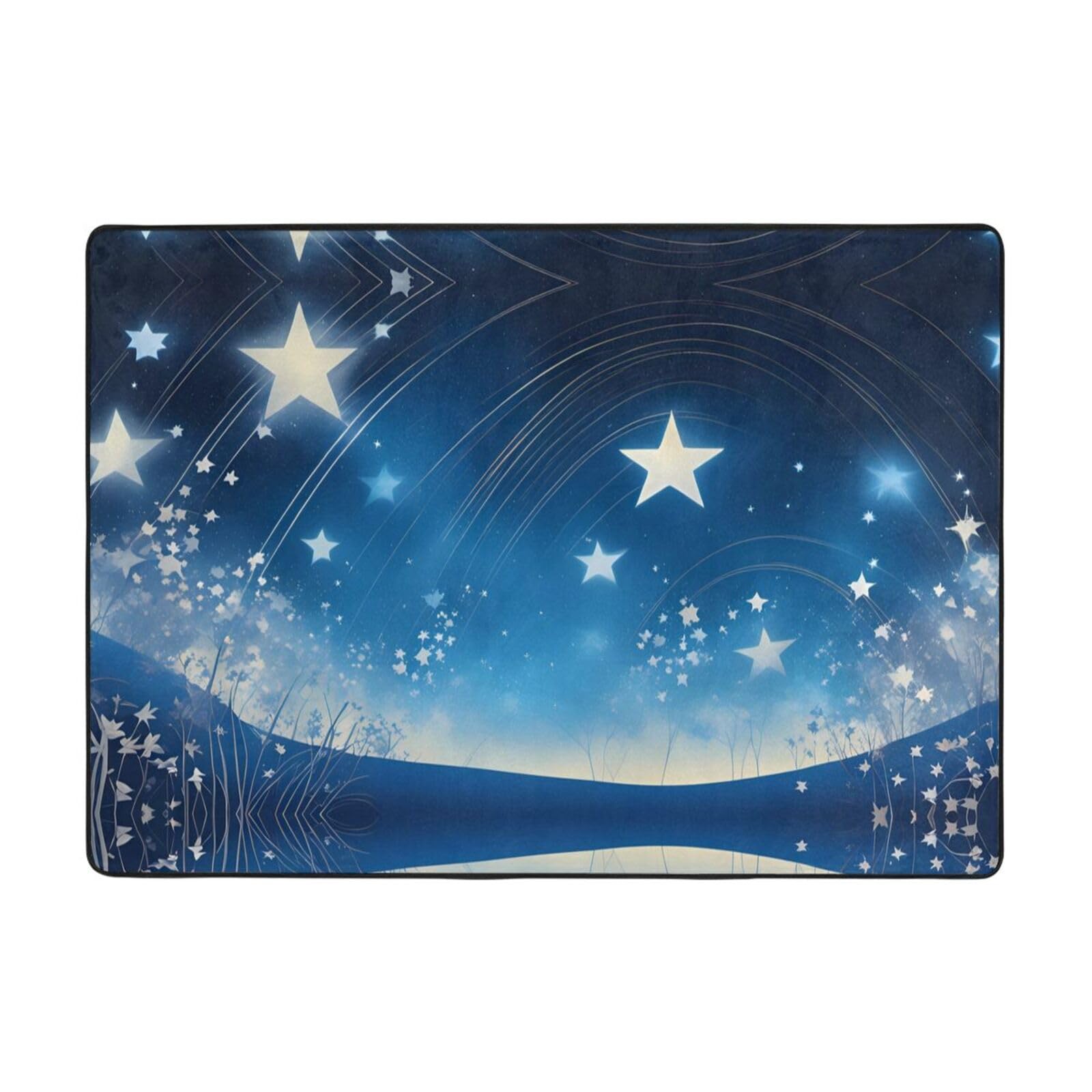Tapis imprimé ciel étoilé bleu pour salon et chambre