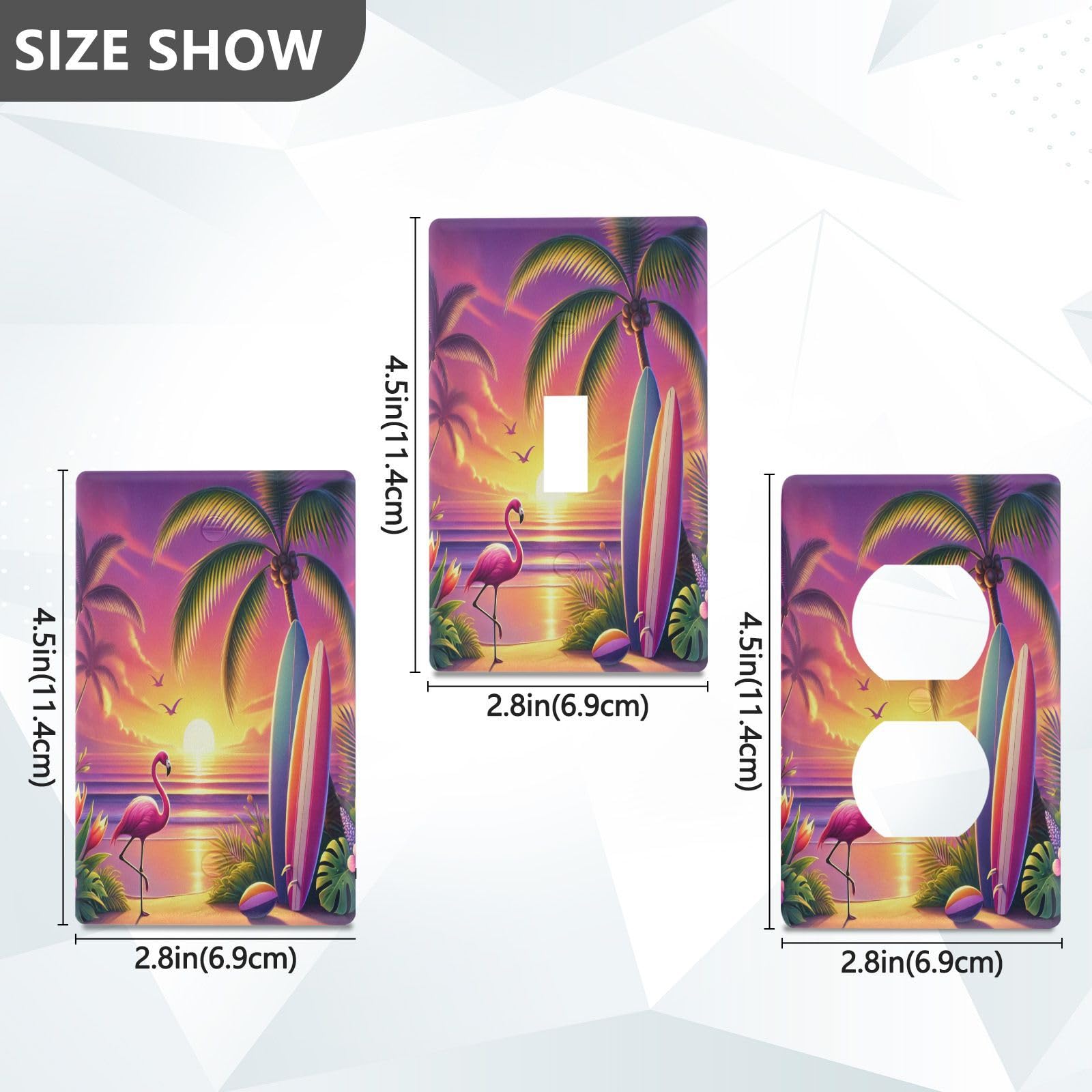 Flamingo Beach Flowers Light Switch Cover Decorative Receptacle Outlet Wall Plate Guard Plastic Outlet Covers for Home Decor Room Office Bathroom (Duplex Outlets Cover)