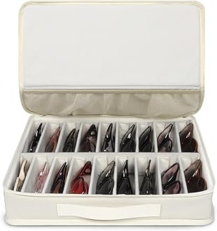 Bukere Sunglasses Organizer Case, Adjustable Slots for Multiple Pairs, Travel Eyeglasses Storage Box, Glasses Holder