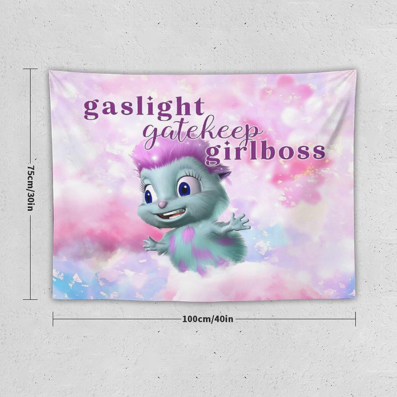 BionZax Bibble Beliefs - Happiness Gaslight Gatekeep Girlboss Tapestry for Bedroom, College Dorm Or Living Room Home Decor 30