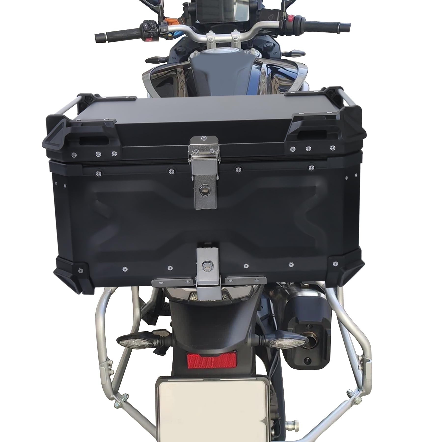 Bauletto per moto 65L in lega di alluminio per scooter con chiusura rapida | con 2 chiavi e adesivo riflettente