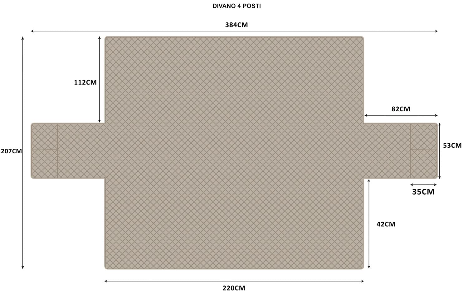 sevi's Copridivano 4 Posti con Braccioli - Copridivano Impermeabile - Reversibile - Antigraffio Gatto - Antimacchia - OEKO-TEX - Copri Divano Trapuntato in Microfibra (4 Posti, Beige)