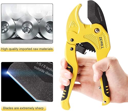 Miniatura 4 de DEWILL Ratchet-type Pipe and PVC Cutter, One-hand Fast Pipe Cutting Tool, for Cutting1-5/8 inch PVC PPR Plastic Hoses and Pipe, Suitable for Home